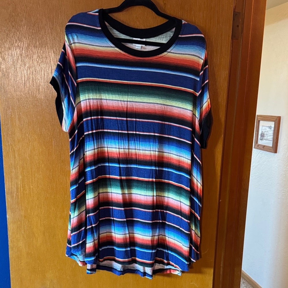 LuLaRoe Erika Colorful Striped Short Sleeve Top